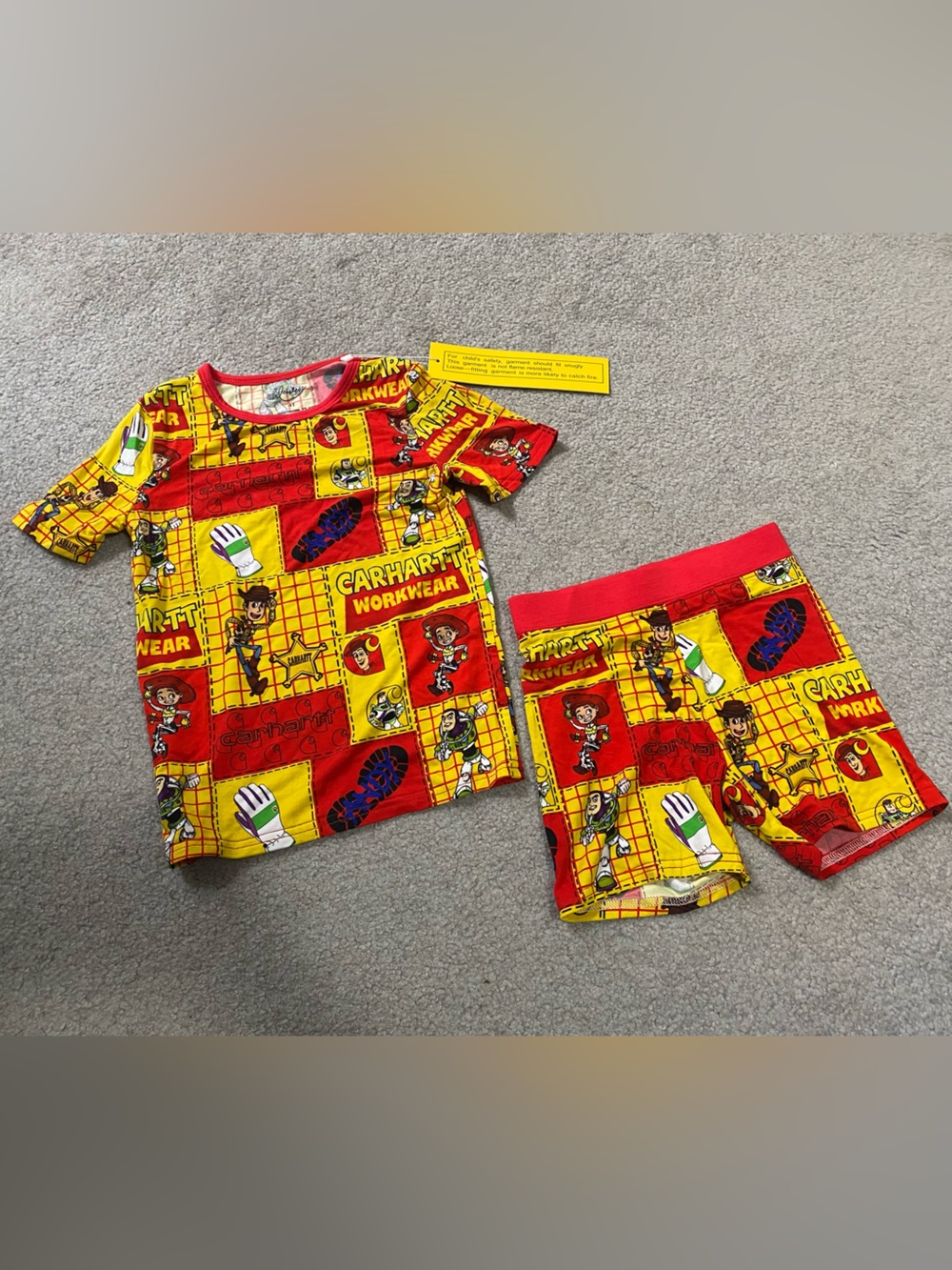Carhartt Boys' Yellow & Red Workwear Toy Story Cartoon Bamboo Set